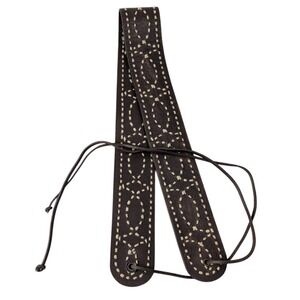 Vtg Banana‎ Republic Womens Brown Leather Embroidered Front Tie Belt 70s Size M